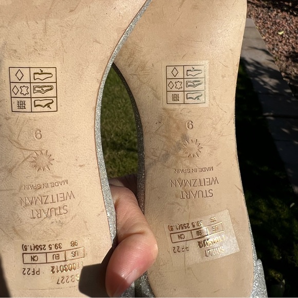 STUART WEITZMAN Nudistcurve Glitter High-Heel Sandals 9 - Picture 13 of 13